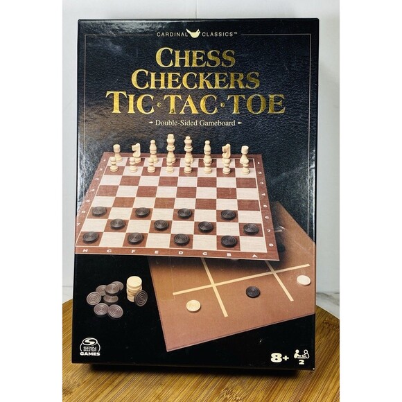 Cardinal Classics Chess Checkers Tic Tac Toe Dual Sided Game Board Set - Picture 1 of 4